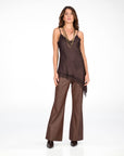 TOP ARIETE IN SATIN MORO
