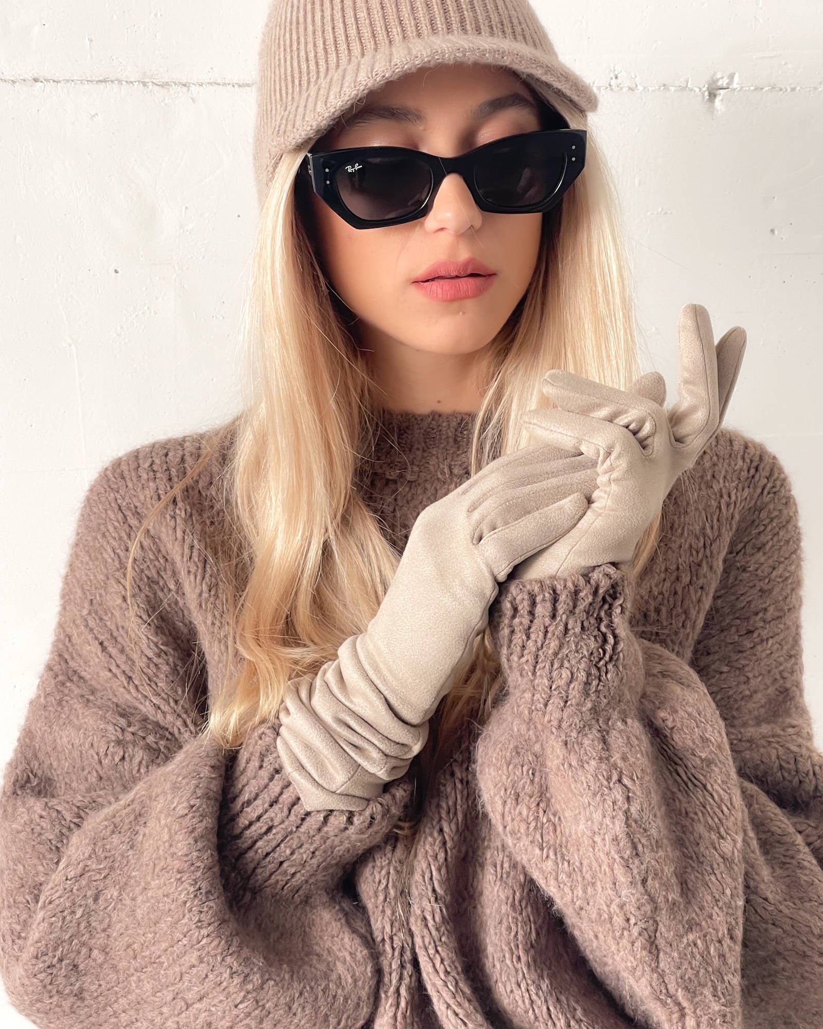GUANTI LUNGHI VELOUR TAUPE