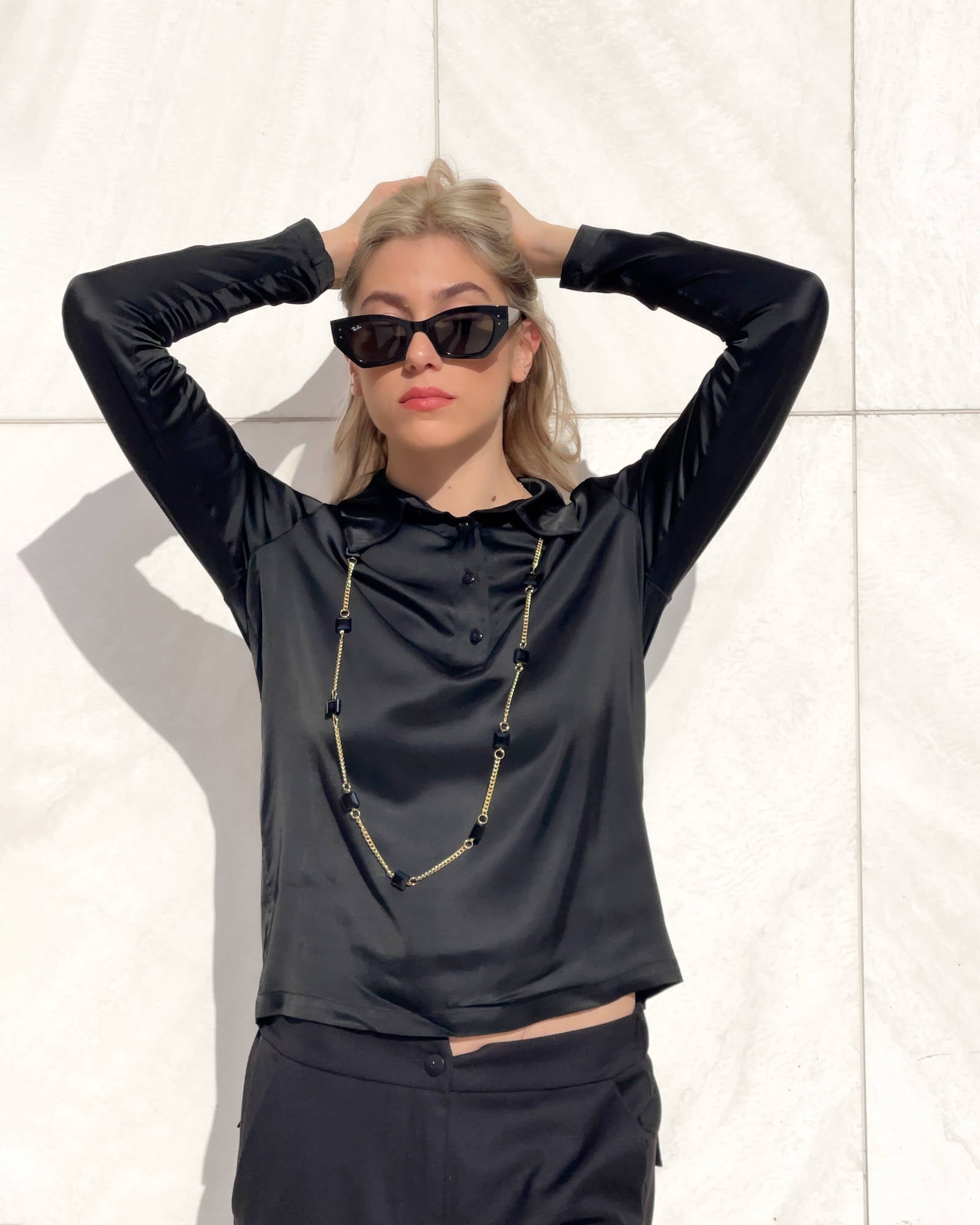 POLO SATIN NORA NERO