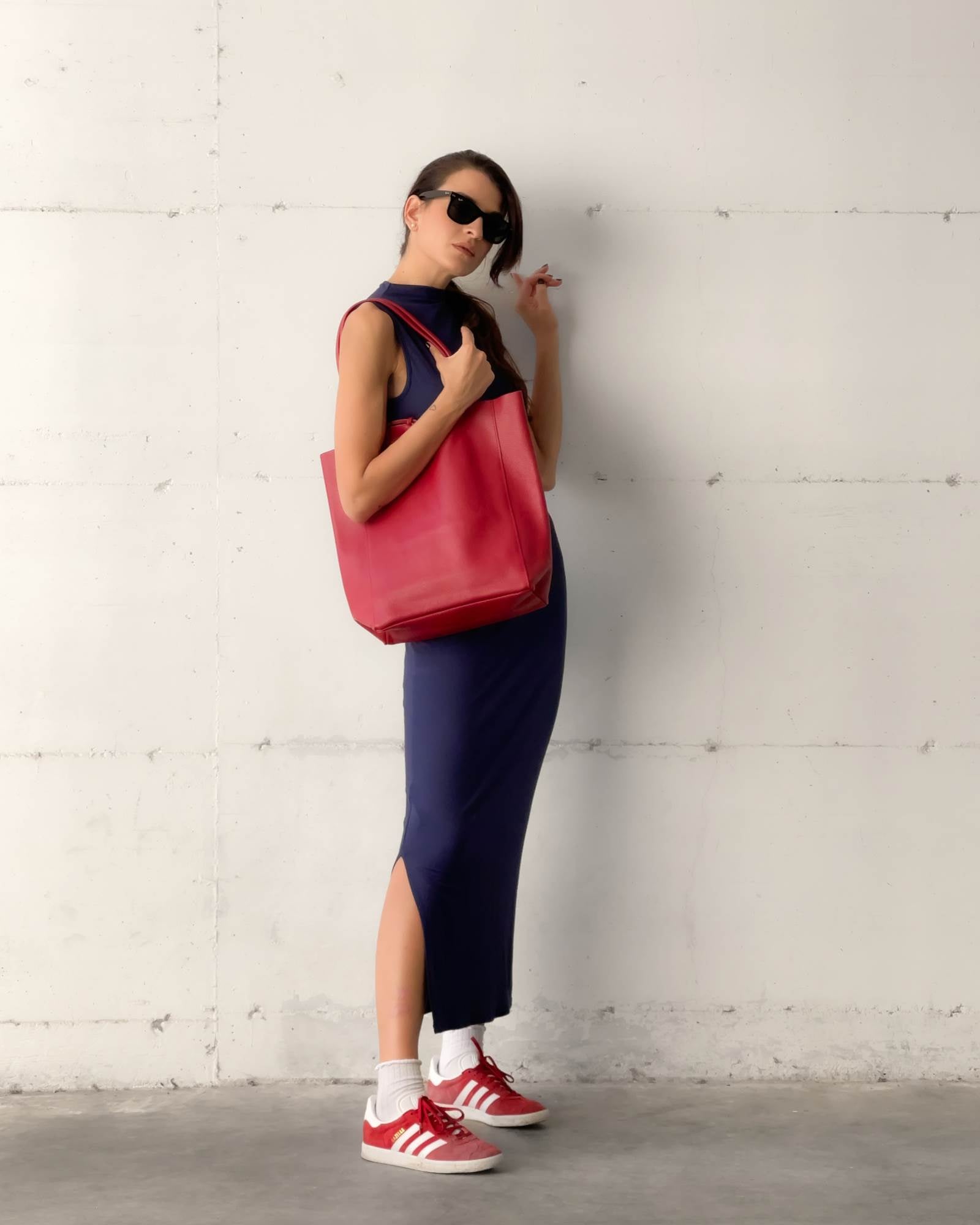 SHOPPER BAG IN PELLE RUBINO