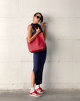 SHOPPER BAG IN PELLE RUBINO