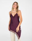 TOP ARIETE IN SATIN BORDEAUX