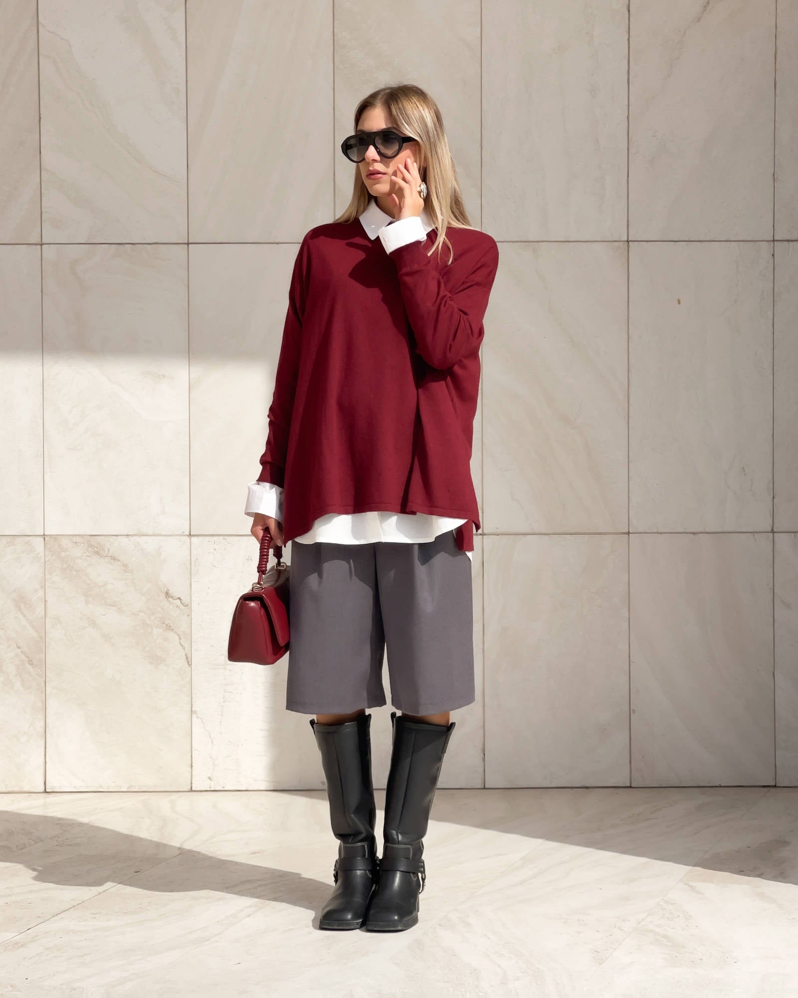 PULL KIARA IN VISCOSA CALDA BORDEAUX
