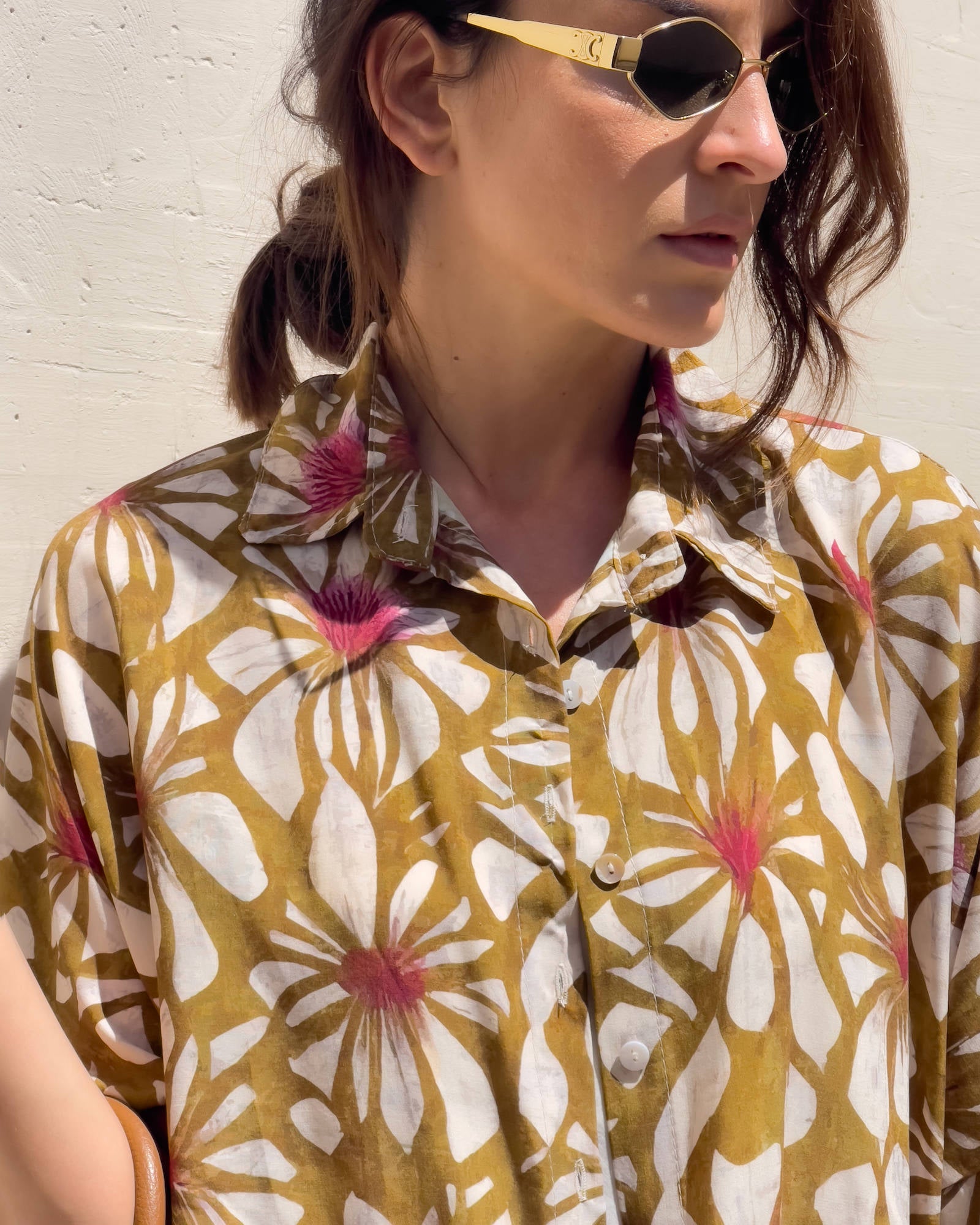 CAMICIA LEONA IN POPELINE DI VISCOSA OLIO