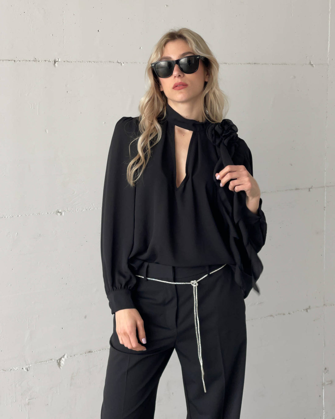 BLUSA IN GEORGETTE EUDORA NERO