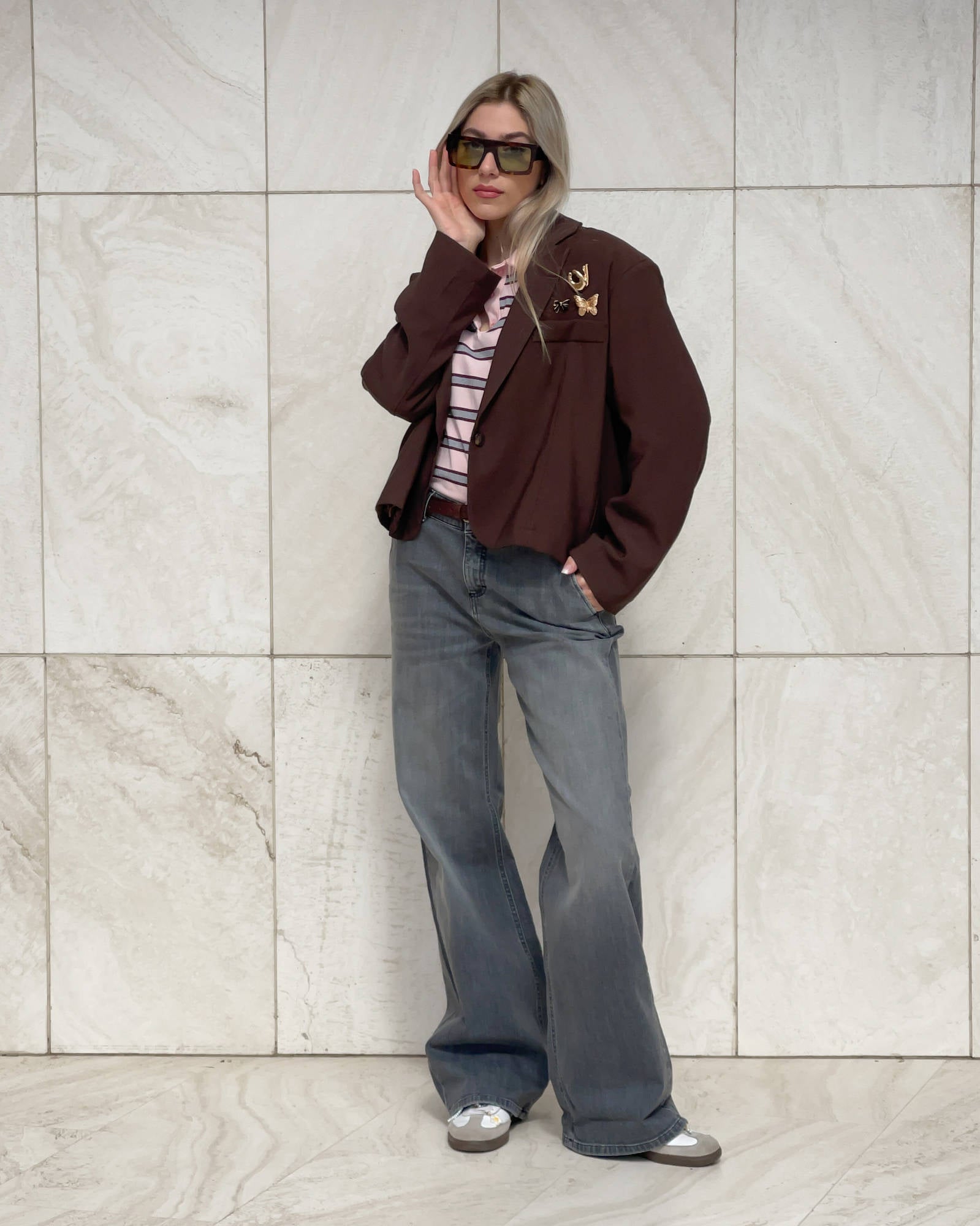 BLAZER CROPPED MEDLEY CHOCO