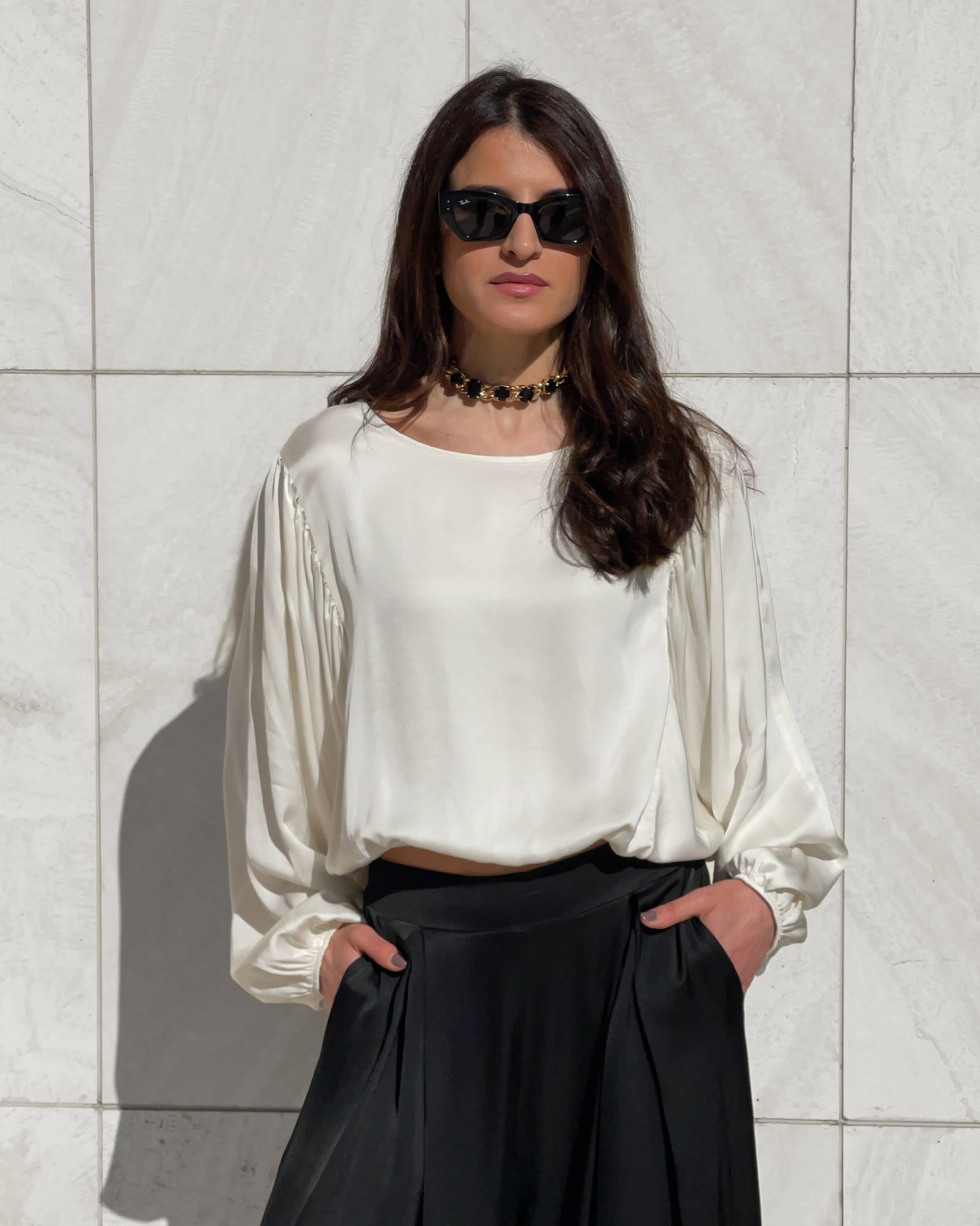 BLUSA SATIN JADE' BURRO