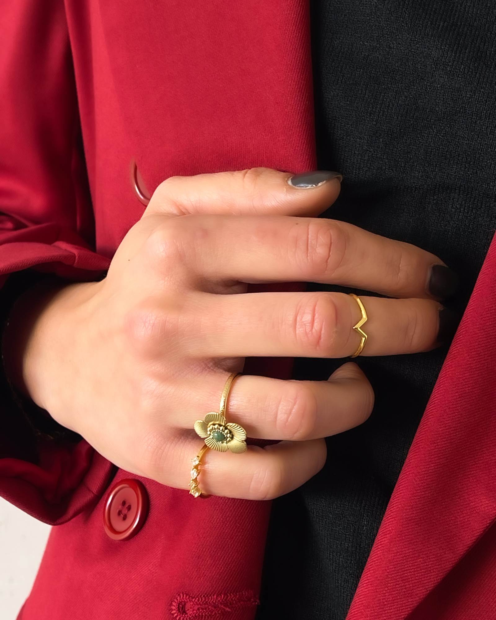 ANELLO DALIA ORO E ZIRCONI