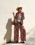 PANTALONE LEONA IN POPELINE DI VISCOSA PURPLE