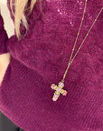 COLLANA LUNGA CROCE MALENA ORO AMETISTA