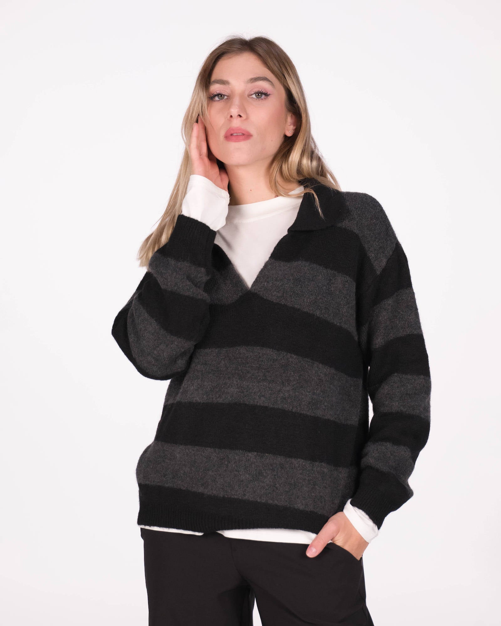 PULL JENNY NERO GRIGIO