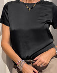 T-SHIRT NORA IN SATIN NERO