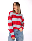 PULL A RIGHE MEGGY ROSSO CELESTE