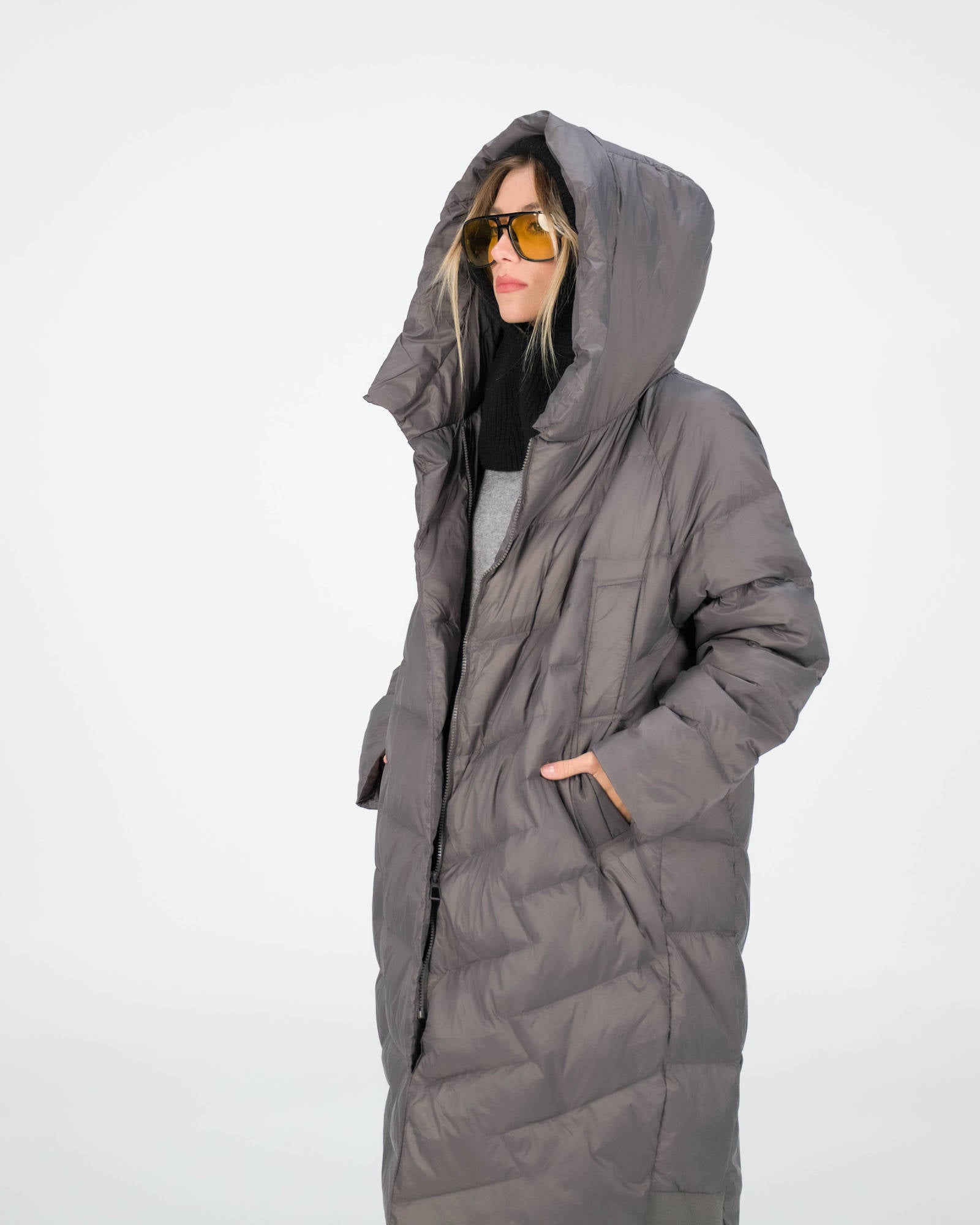 PIUMINO LONG DUCK DOWN DARK GREY