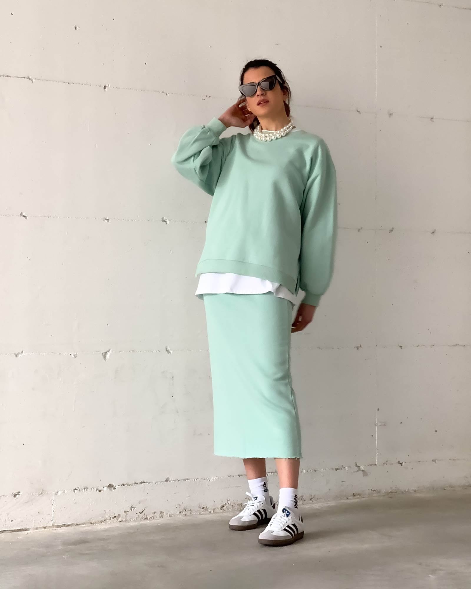 GONNA IN FELPA GINNY VERDE ACQUA
