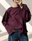 MAGLIA A RIGHE DAISY BLU BORDEAUX
