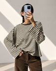 MAGLIA A RIGHE DAISY PANNA MORO