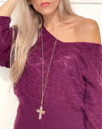 COLLANA LUNGA CROCE MALENA ORO AMETISTA
