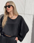 BLUSA SATIN JADE' NERO