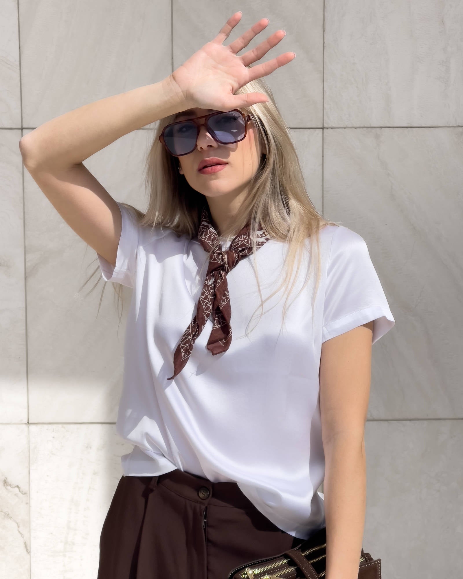 T-SHIRT SATIN NORA BIANCO OTTICO