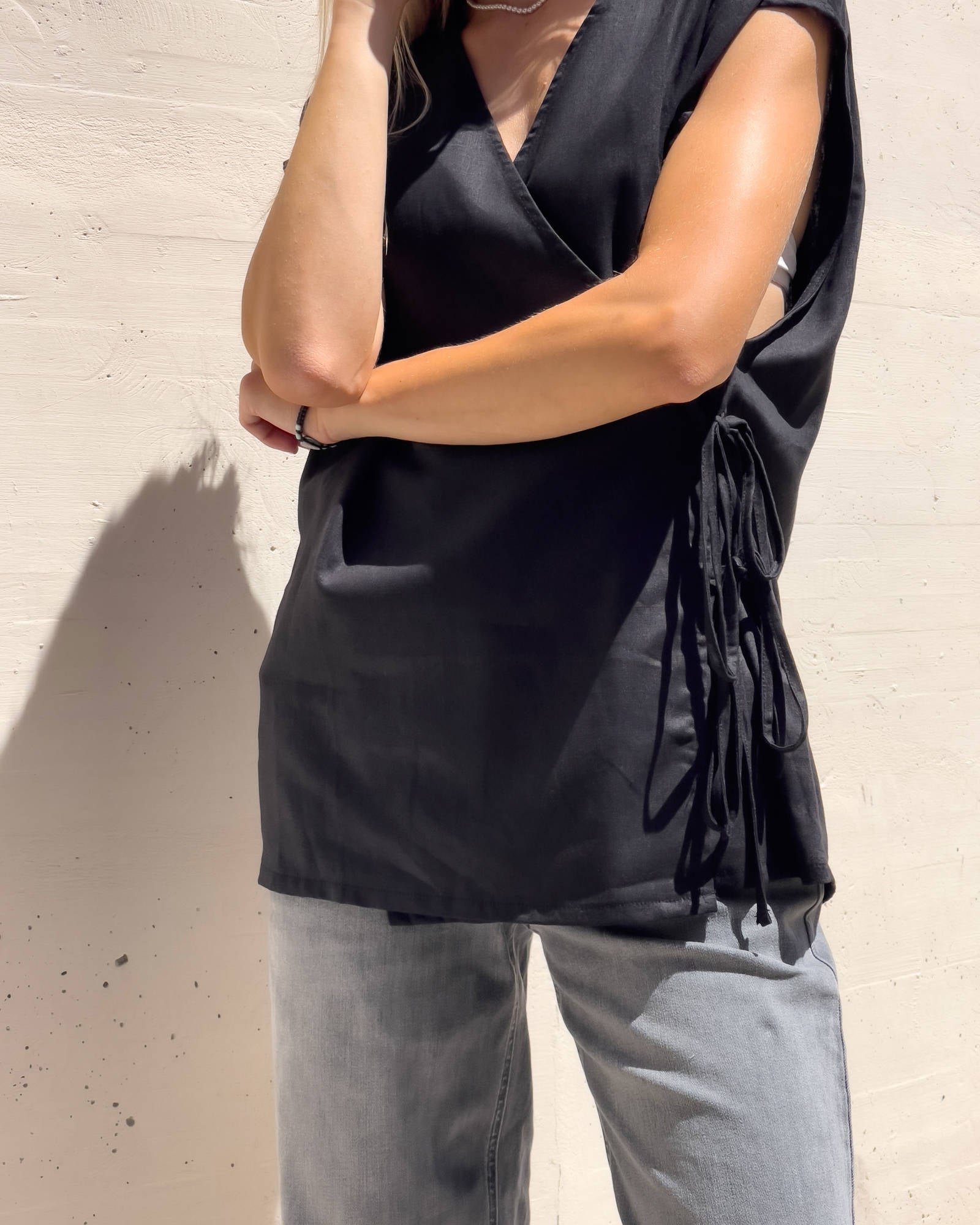BLUSA INCROCIO DORIS NERO
