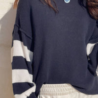 MAGLIA IN FILO RUBINA BLU PANNA