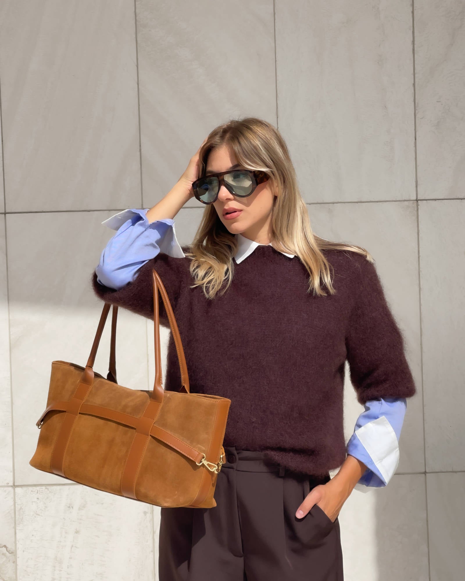 BORSA IN PELLE BLOCK CUOIO