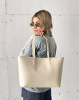 MAXI BAG IN PELLE WOLF CREAM