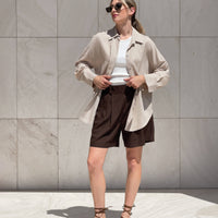 BERMUDA IN LINO VISCOSA MISTRAL CHOCO