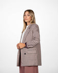 GIACCA OVER CHECK AMBURGO ROSA