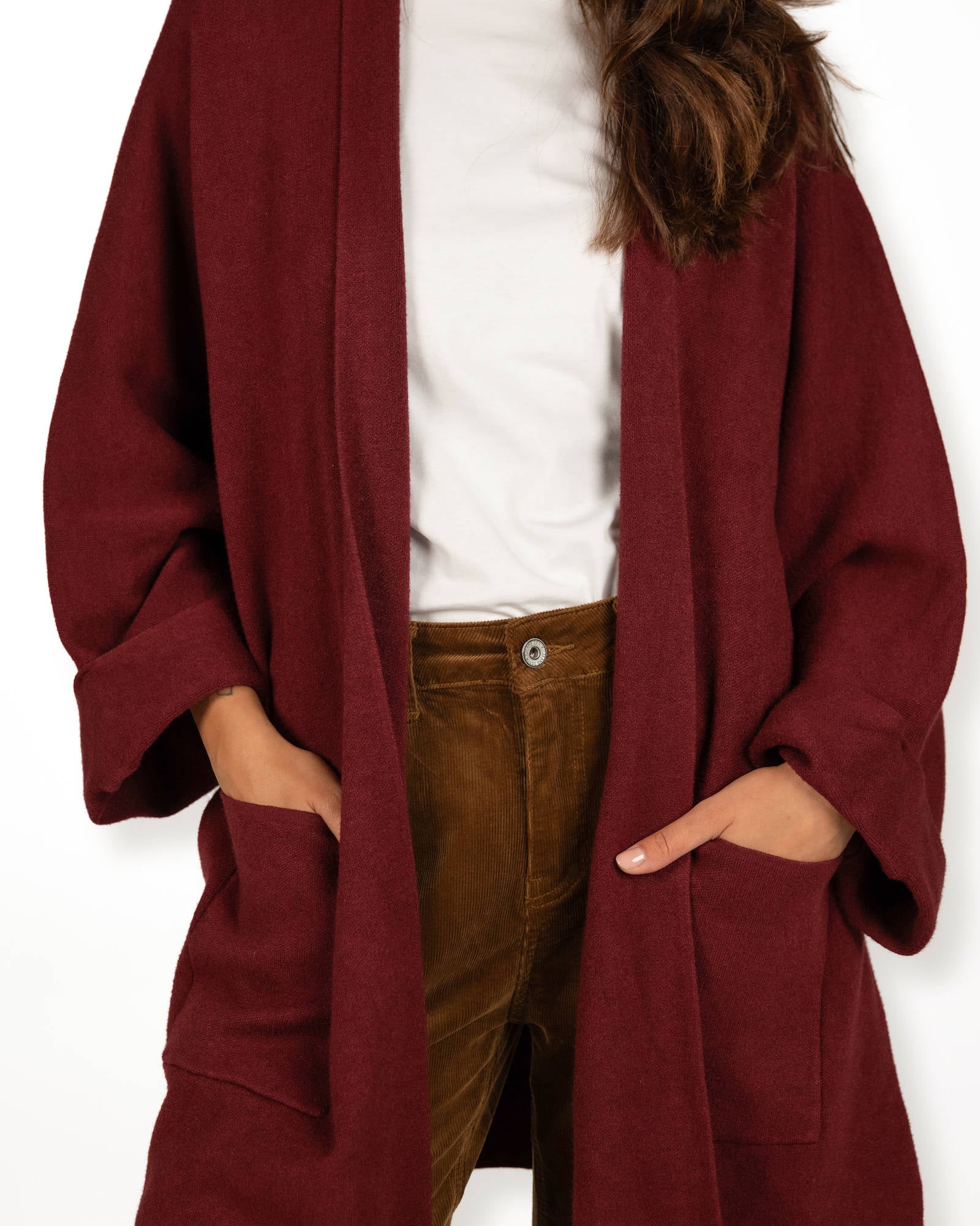 CARDIGAN OVER IN MAGLIA HALLA BORDEAUX