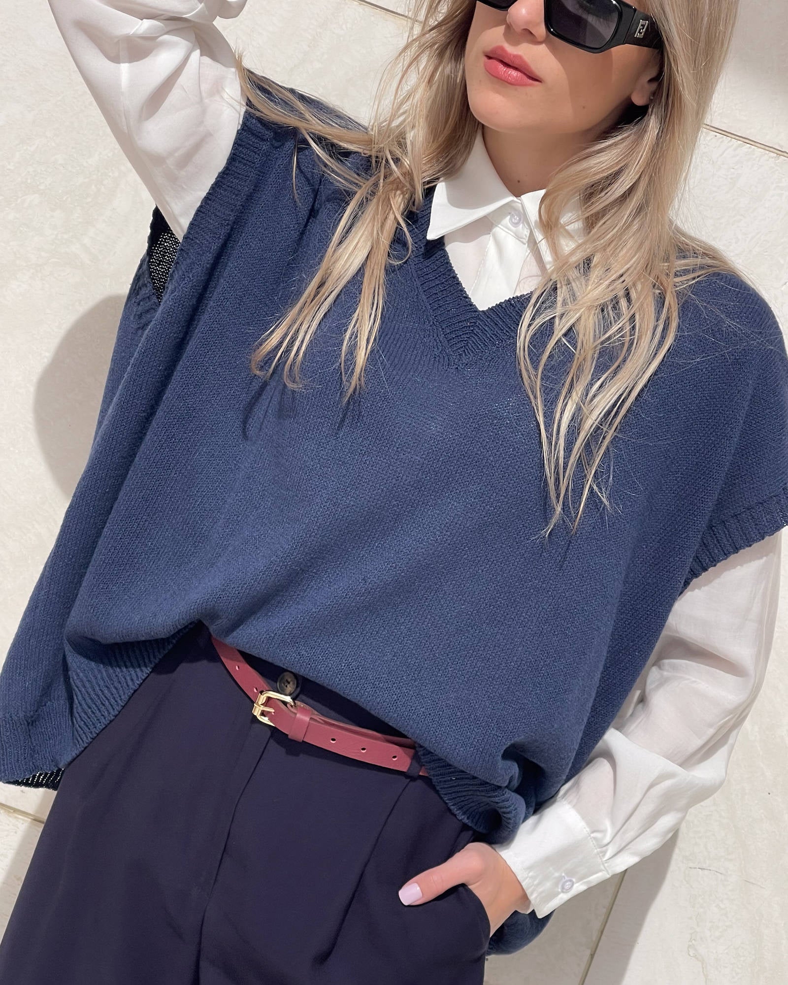 GILET IN MAGLIA LEXA BLU