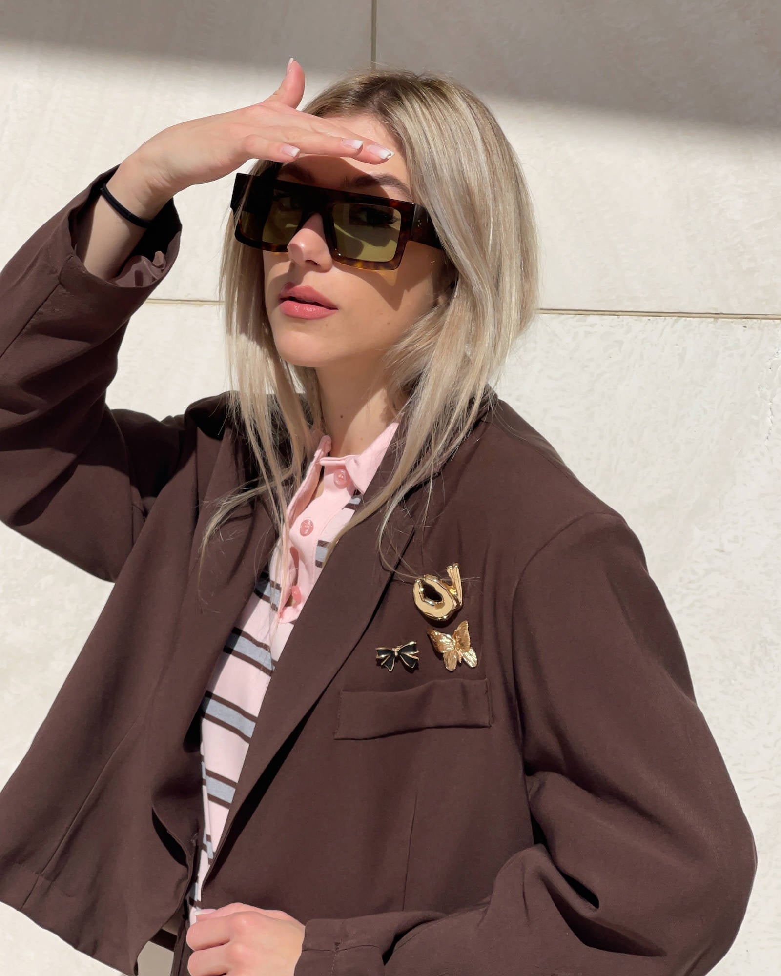 BLAZER CROPPED MEDLEY CHOCO