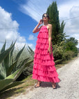 LONG DRESS AURORA HOT CORAL
