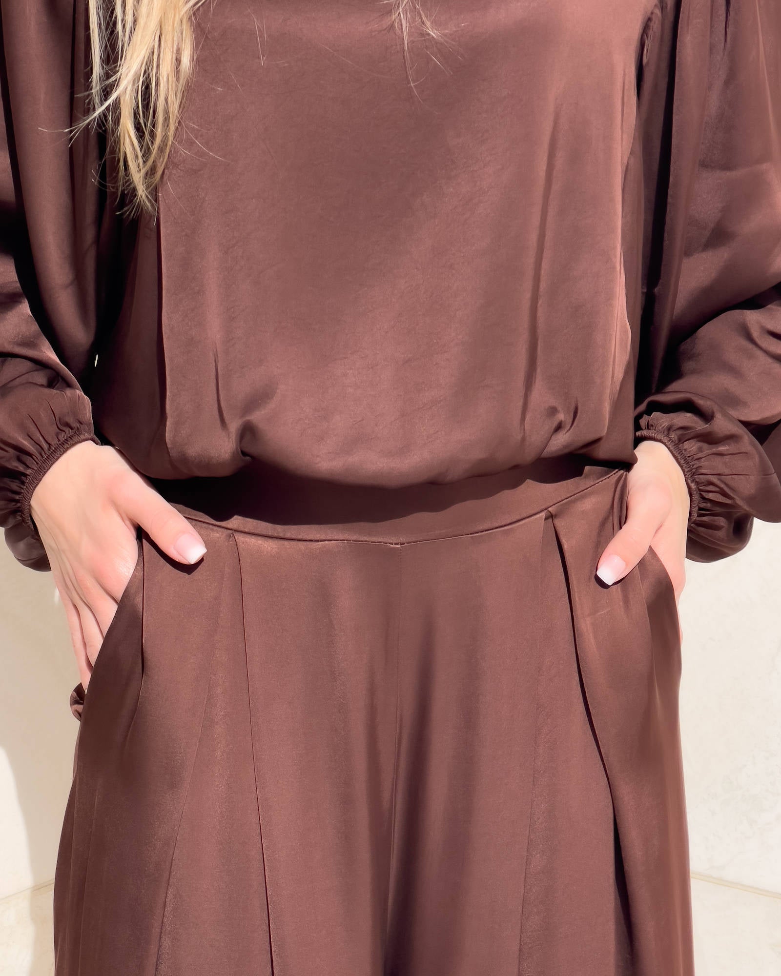 PANTALONE SATIN JADE' CHOCO