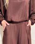 PANTALONE SATIN JADE' CHOCO
