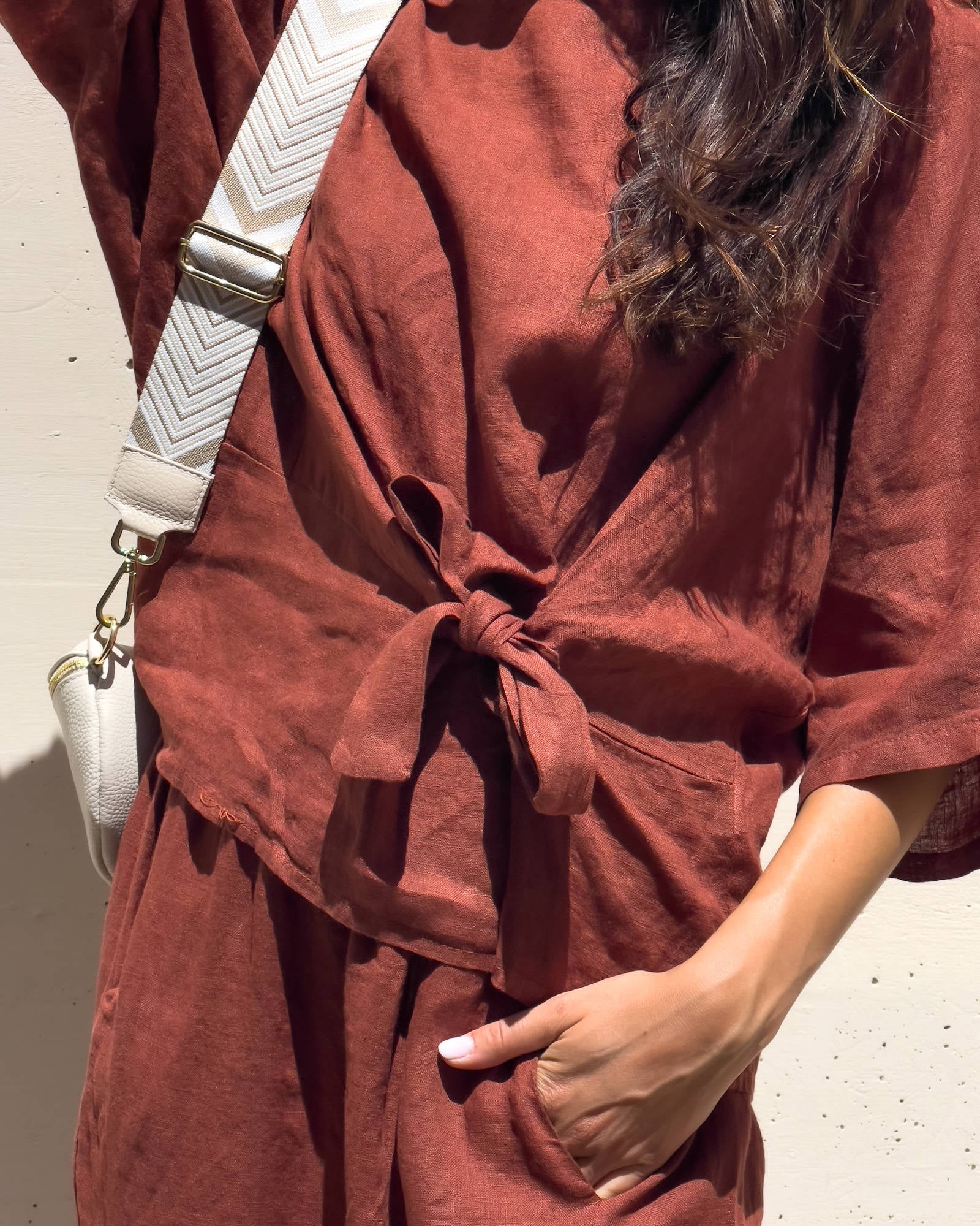 BLUSA PIPER FIOCCO IN LINO BRUCIATO