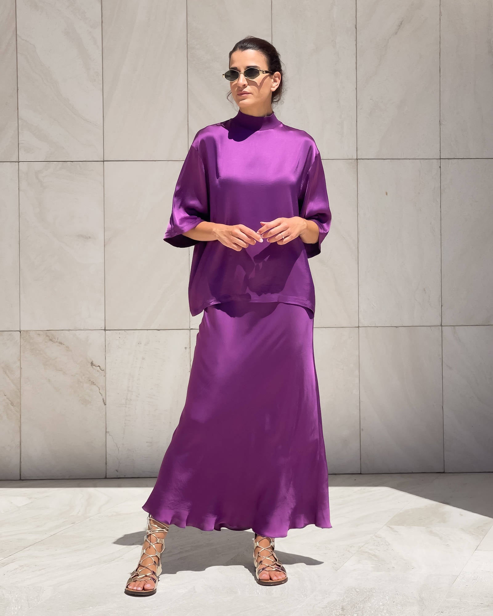 T-SHIRT OVER IN SATIN NORA SICILIA