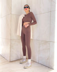 SEAMLESS ALTHAEA CROPPED LONG SLEEVE COFFEE