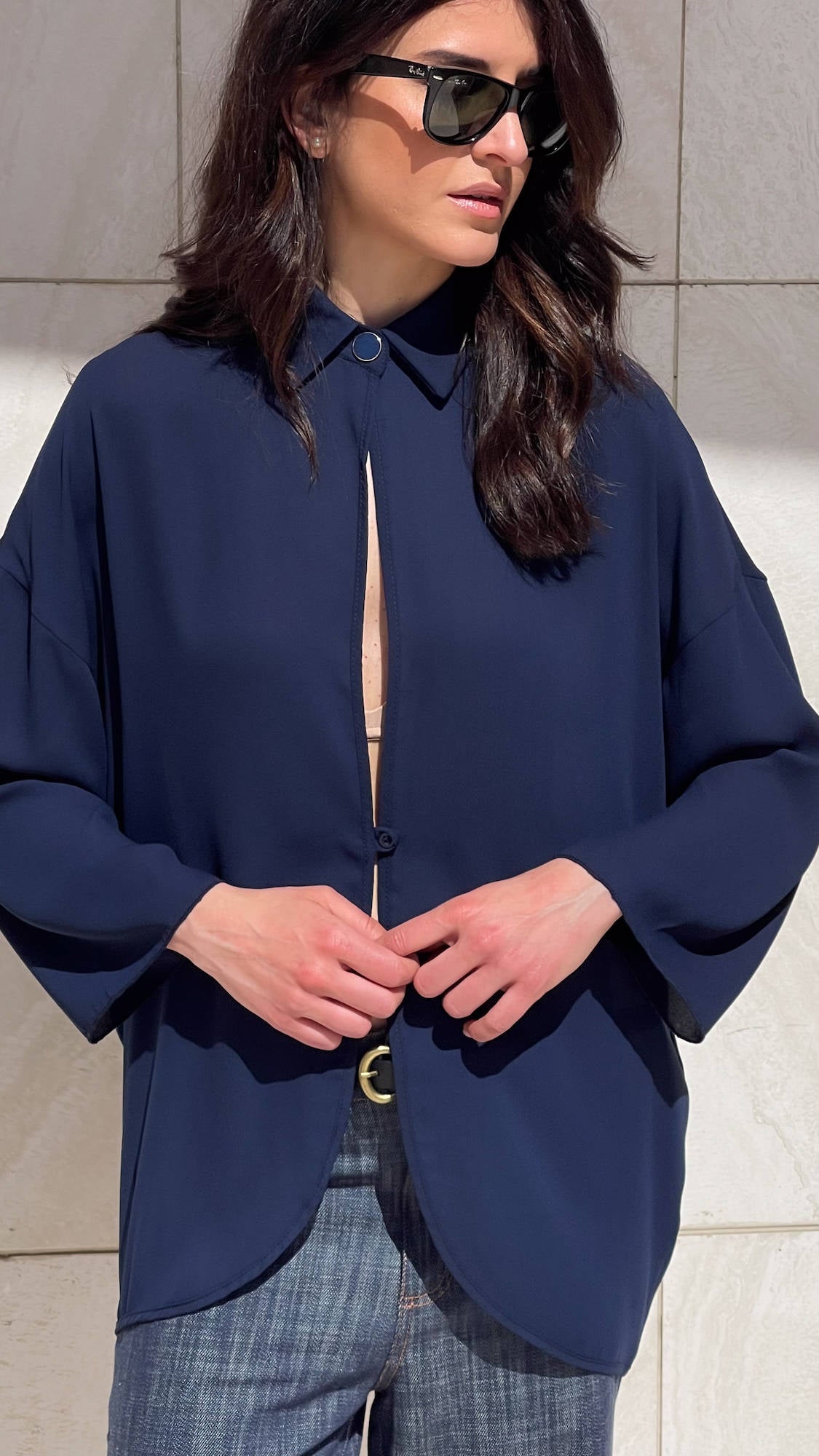 CAMICIA IN GEORGETTE ANDY BLU