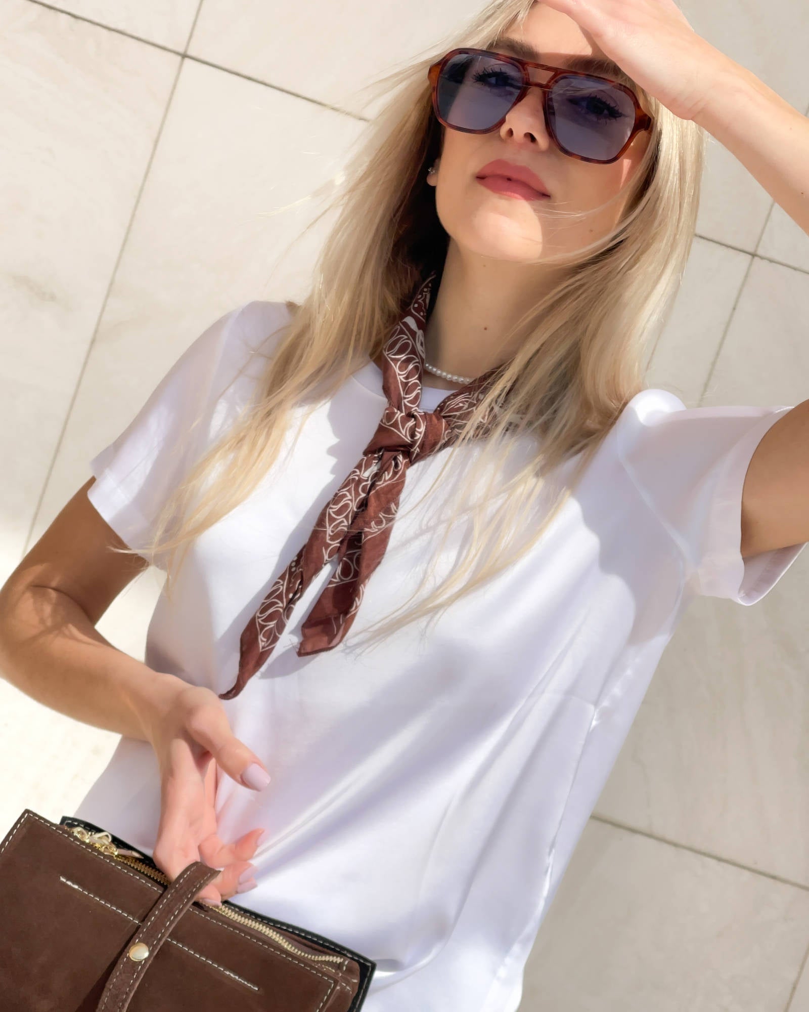 T-SHIRT SATIN NORA BIANCO OTTICO