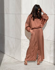 PANTALONE SATIN JADE' CASTAGNA