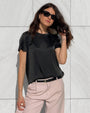 T-SHIRT SATIN NORA NERO