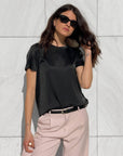 T-SHIRT SATIN NORA NERO