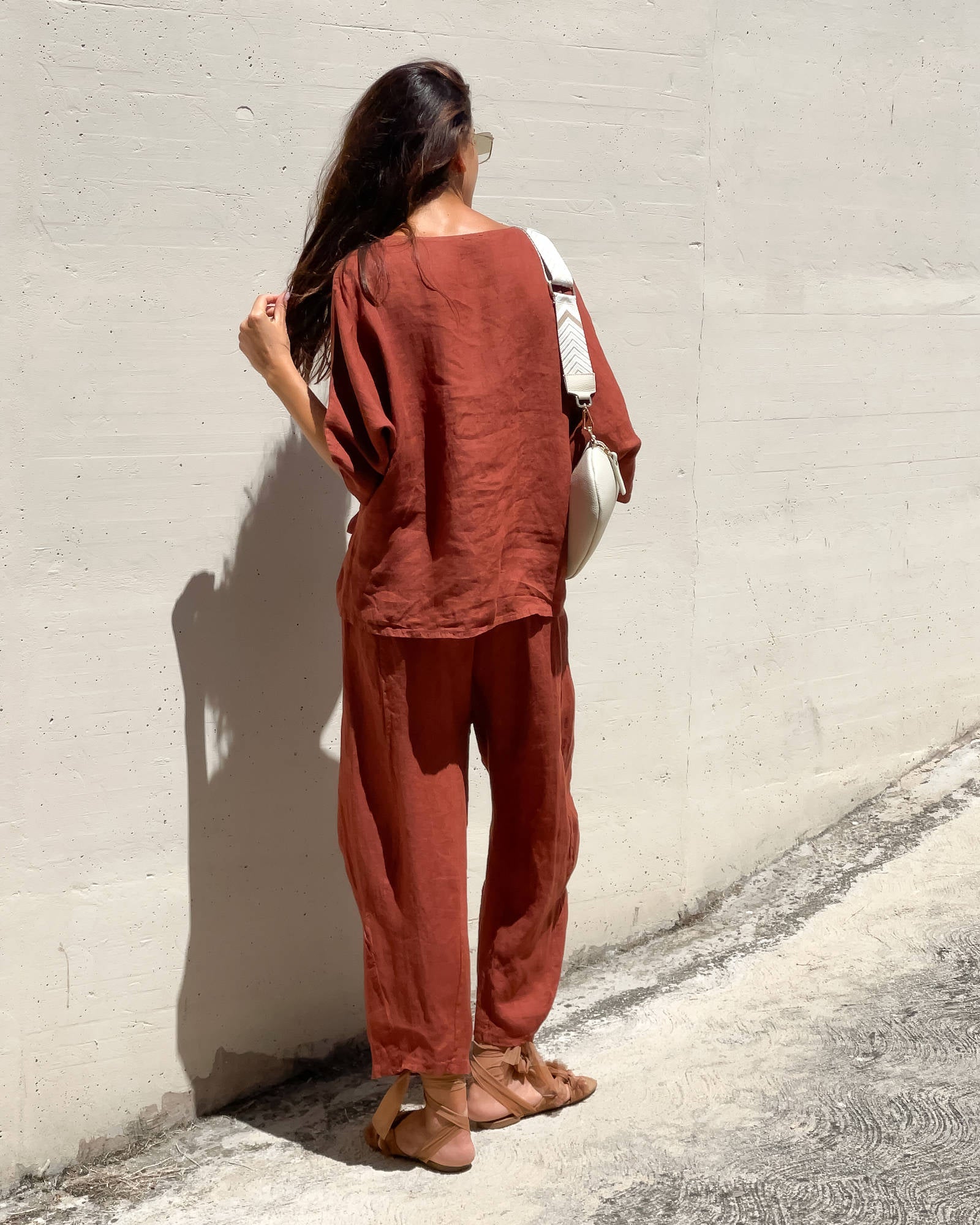 BLUSA PIPER FIOCCO IN LINO BRUCIATO