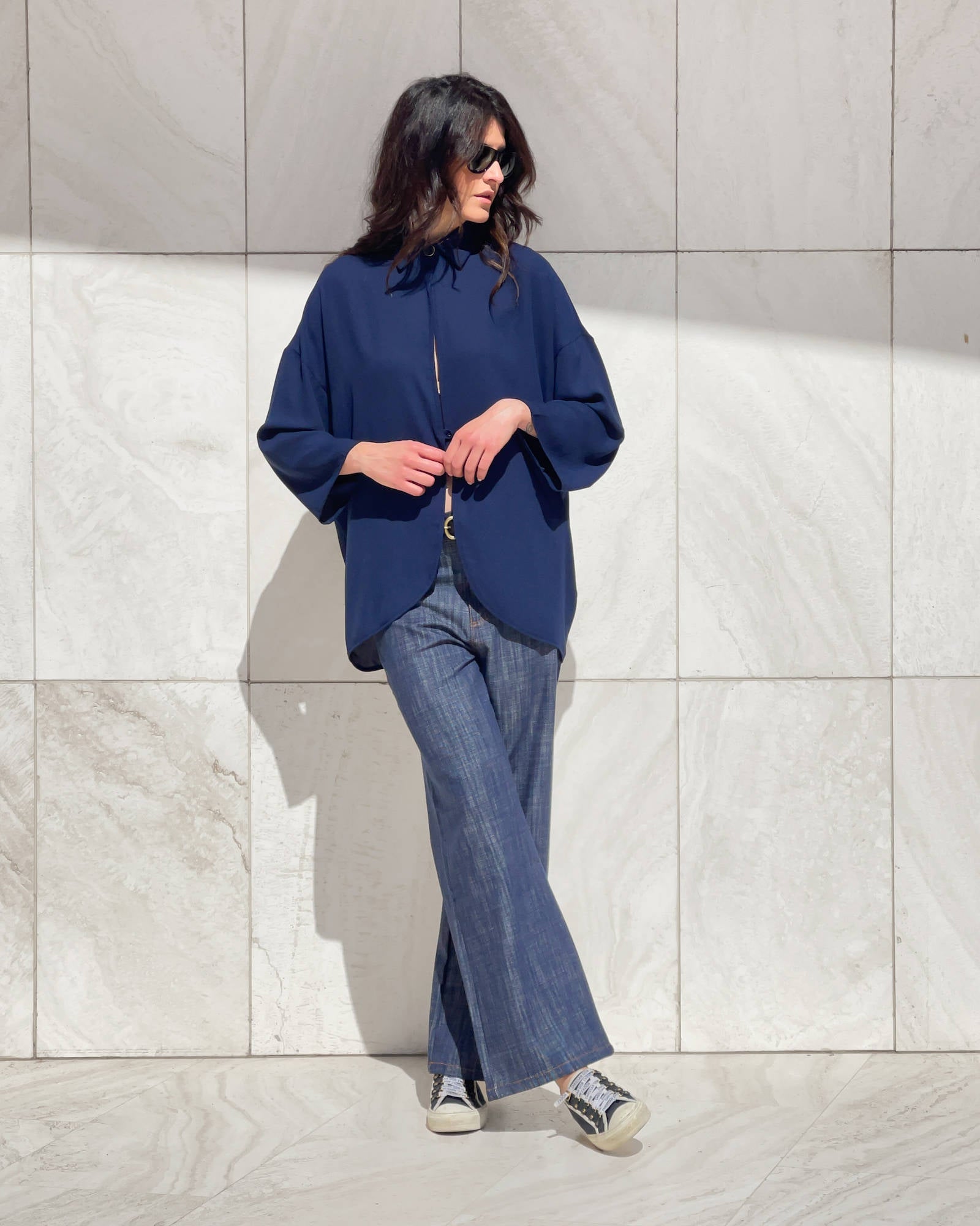 CAMICIA IN GEORGETTE ANDY BLU