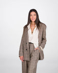 GIACCA OVER CHECK TWEED BROWN