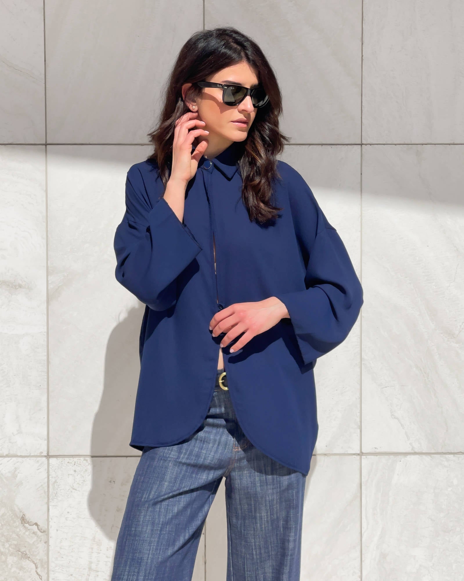 CAMICIA IN GEORGETTE ANDY BLU