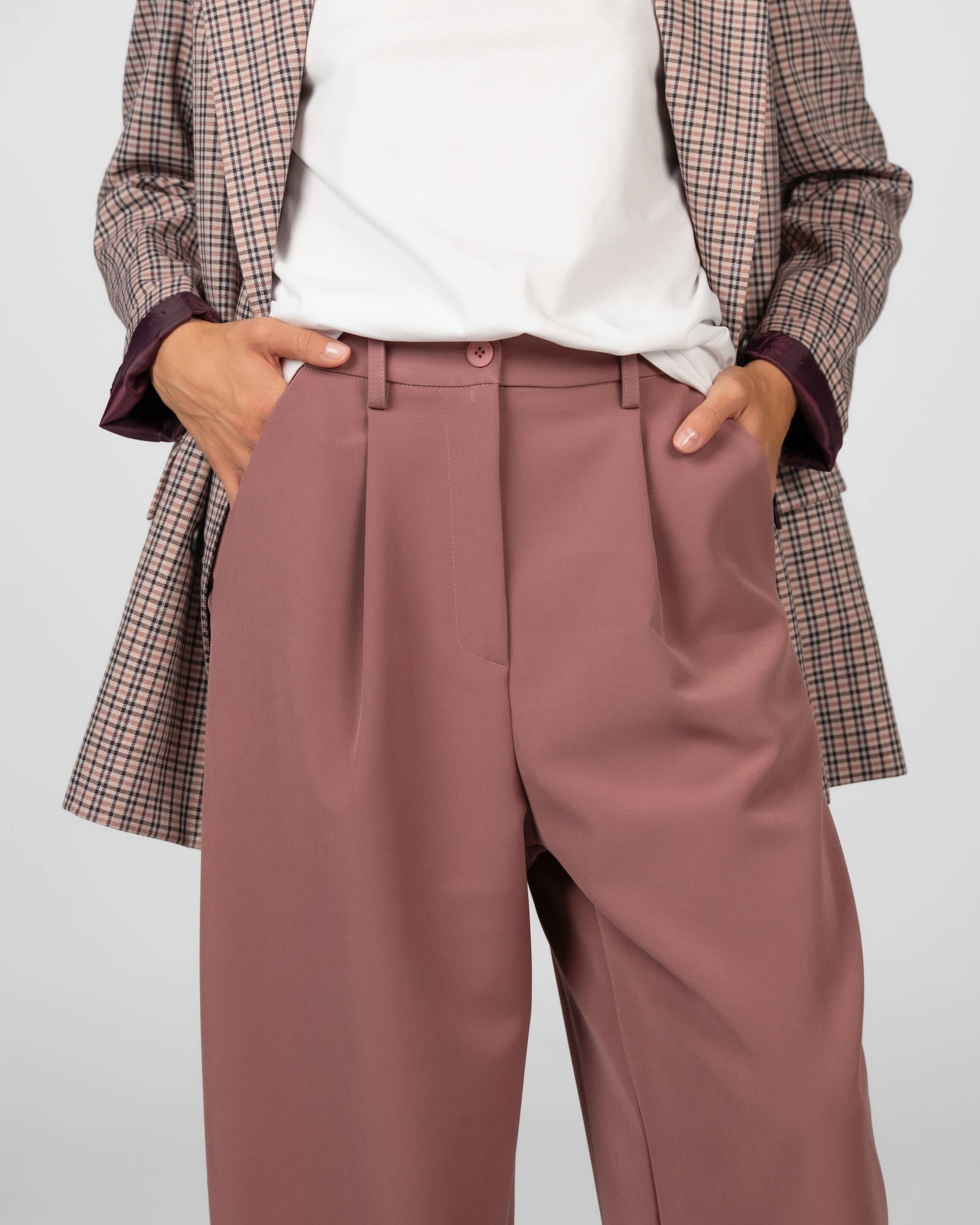 GIACCA OVER CHECK AMBURGO ROSA