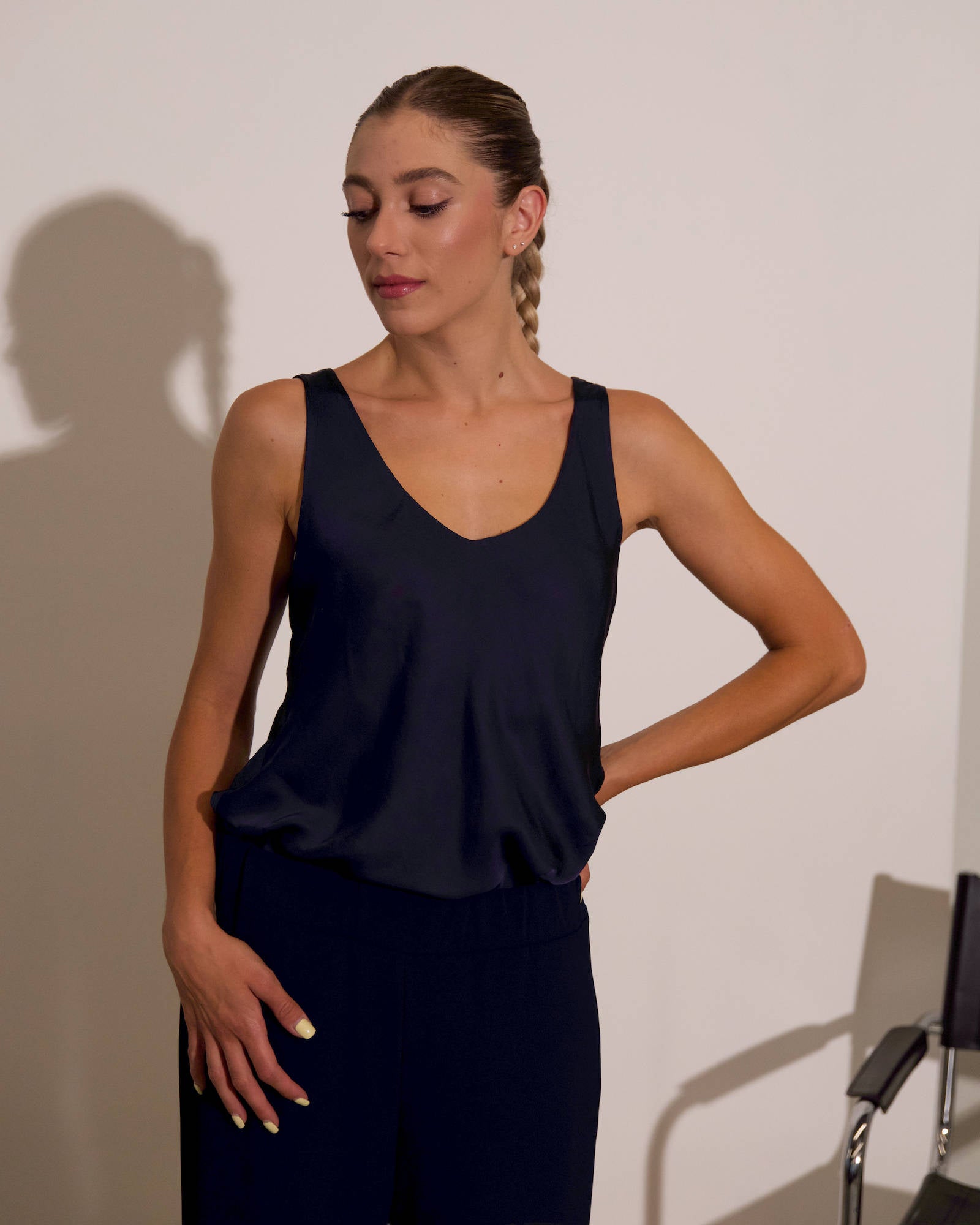 TOP CANOTTA NORA IN SATIN NIGHT
